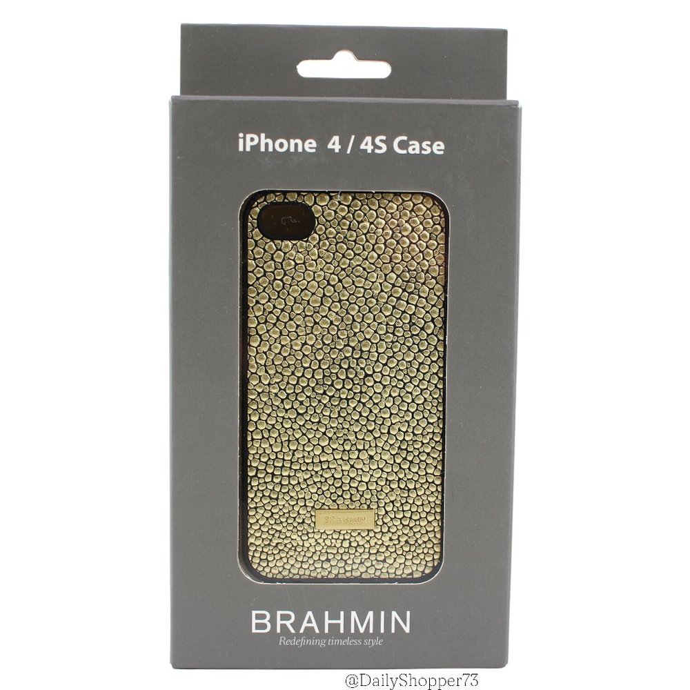Brahmin Metallic Gold Textured Pebble Leather Phone Case for iPhone 4 / 4S
